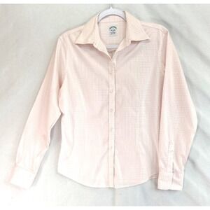 Brooks Brothers Womens Fitted Blouse Pink Check Sz 8 Office Casual Preppy...